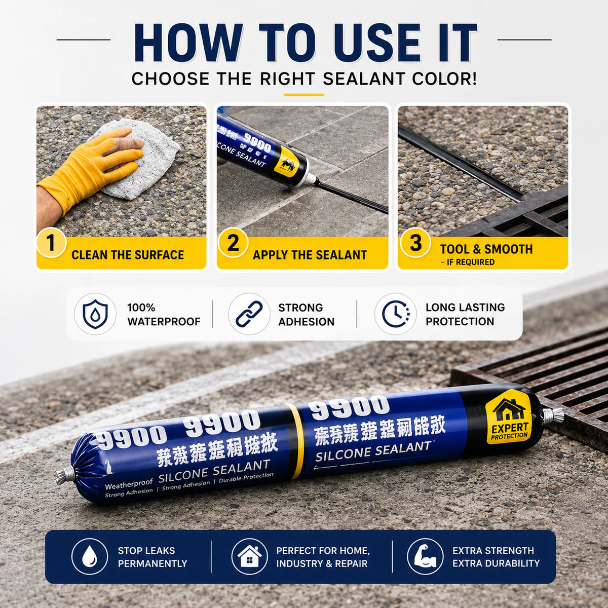 Waterproof Silicone Sealant Best for Roof & Leak Repair