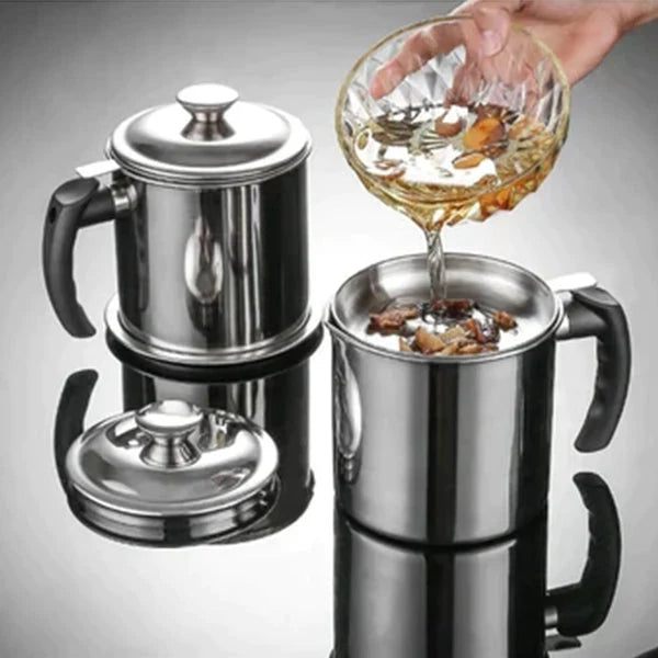 Stainless Steel Cooking Oil Strainer with Filter – (Food Grade Drip-Proof)