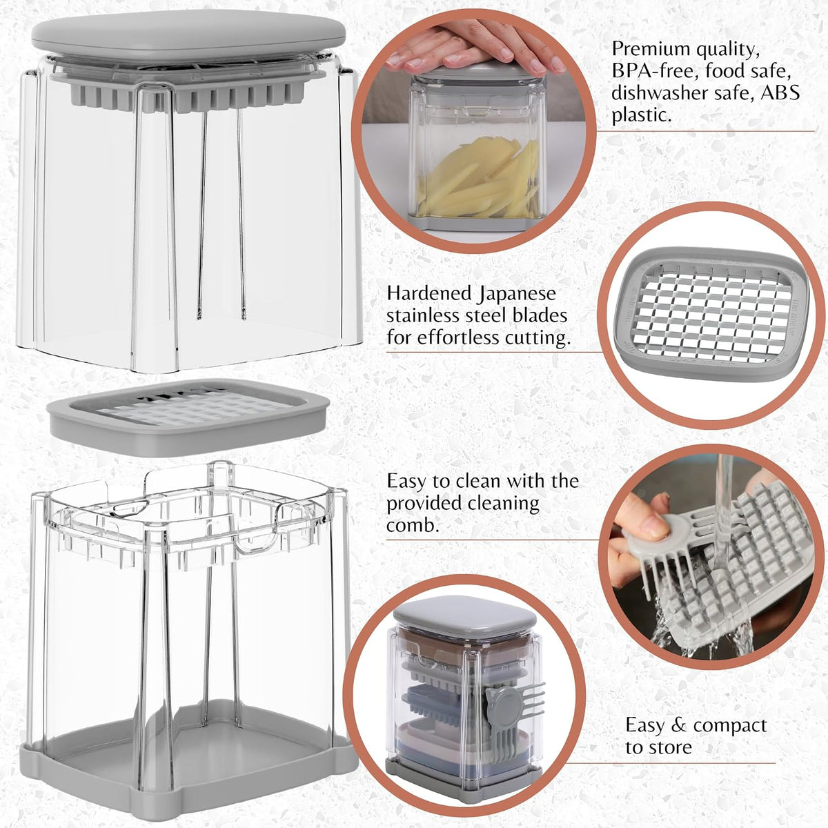 Snapit French Fry Cutter and Vegetable Chopper - Perfect for Potatoes, Onions