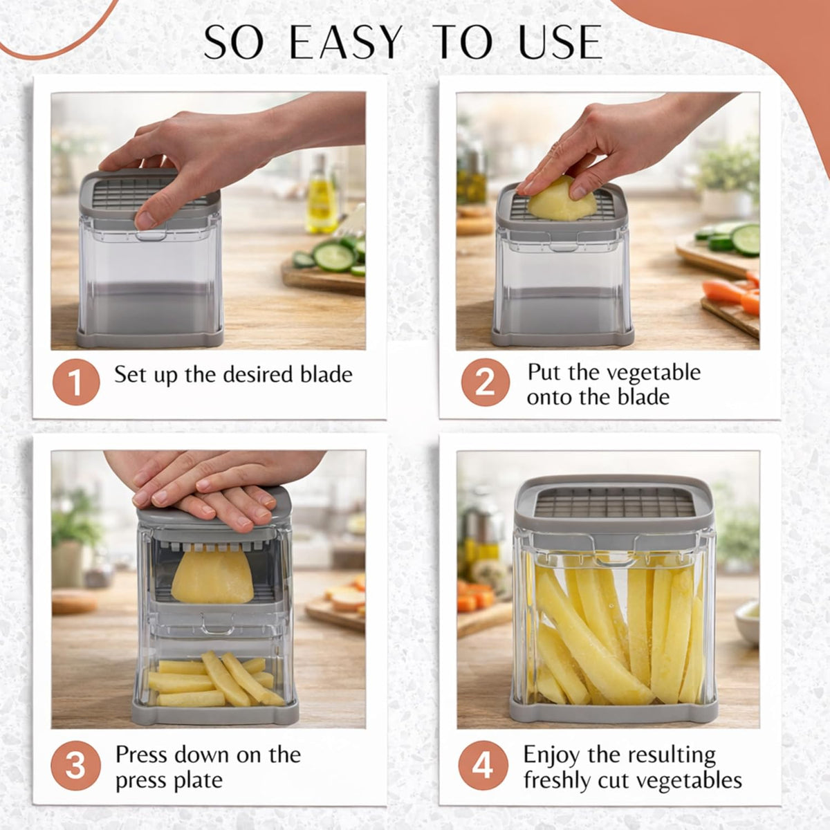Snapit French Fry Cutter and Vegetable Chopper - Perfect for Potatoes, Onions