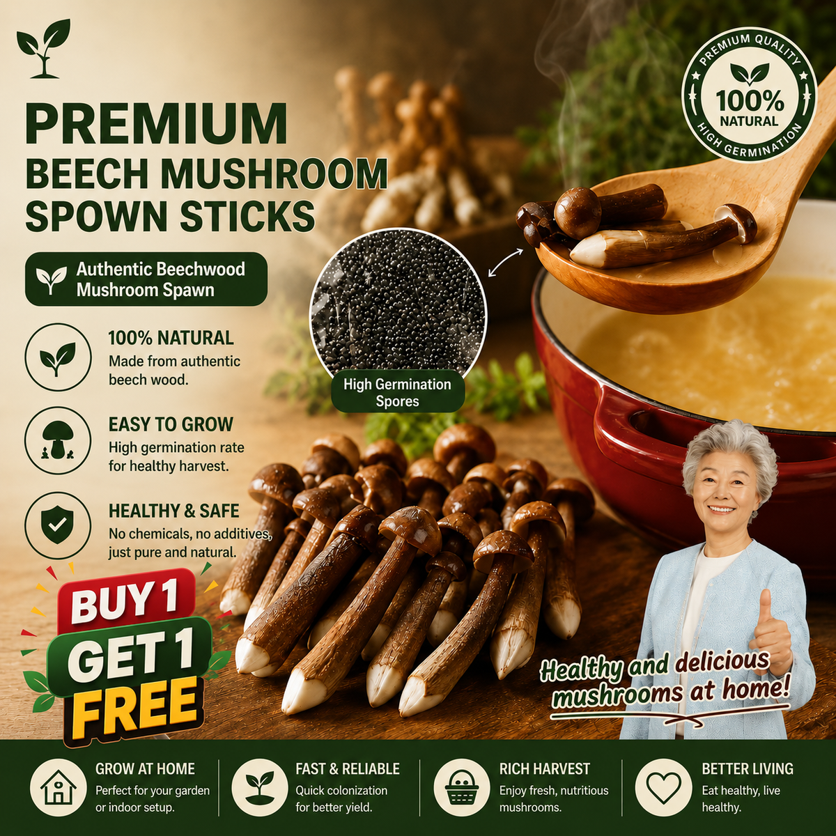 ✨Premium Organic Mushroom Harvest Grow Kit Seeds – Buy 1 Get 1 Free Special Pack