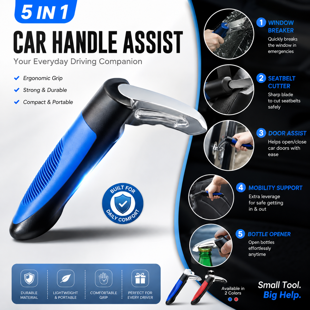 5 in 1 Car Support Handle Assist with Window Breaker