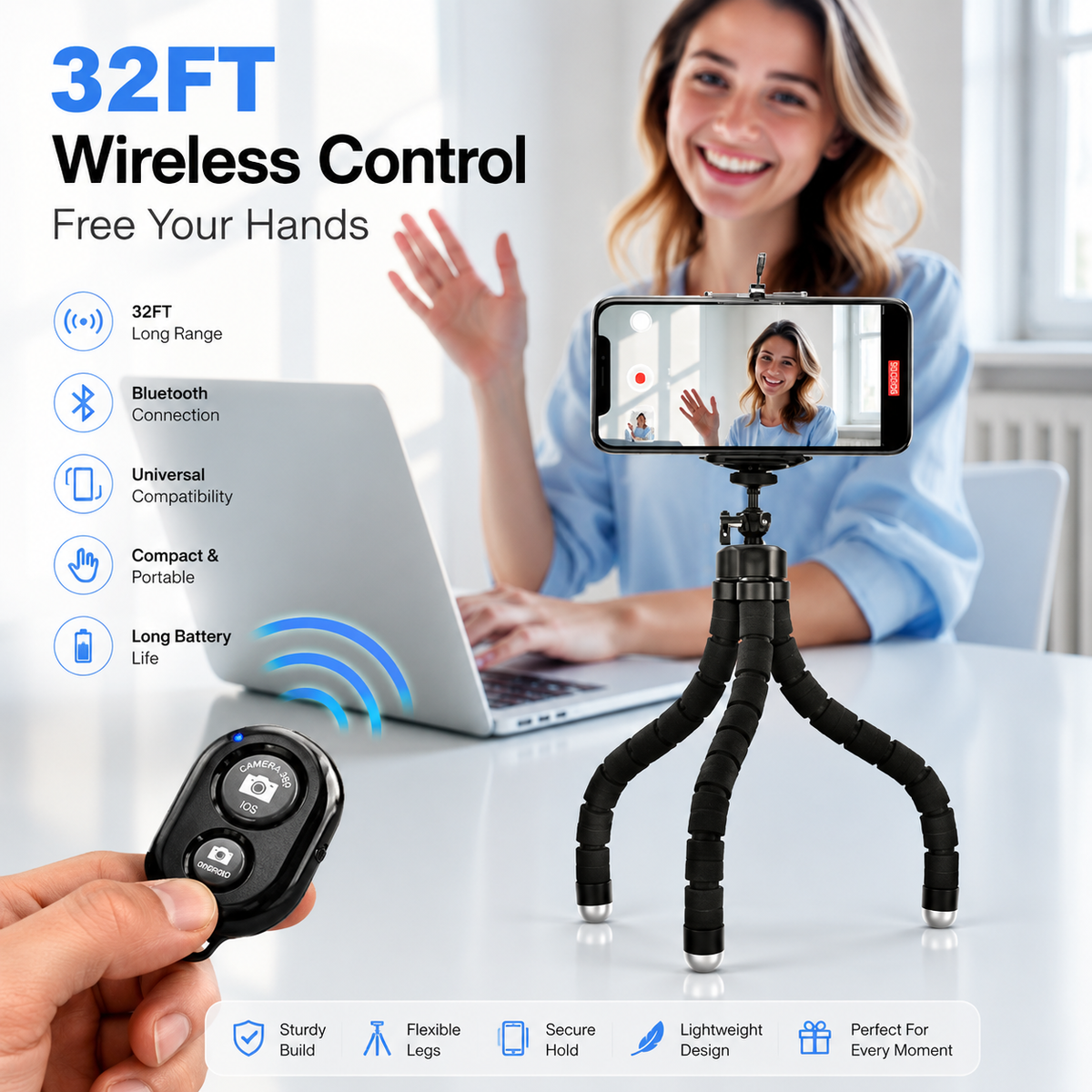 🔥📸Flexible Mini Octopus Tripod with Free Remote