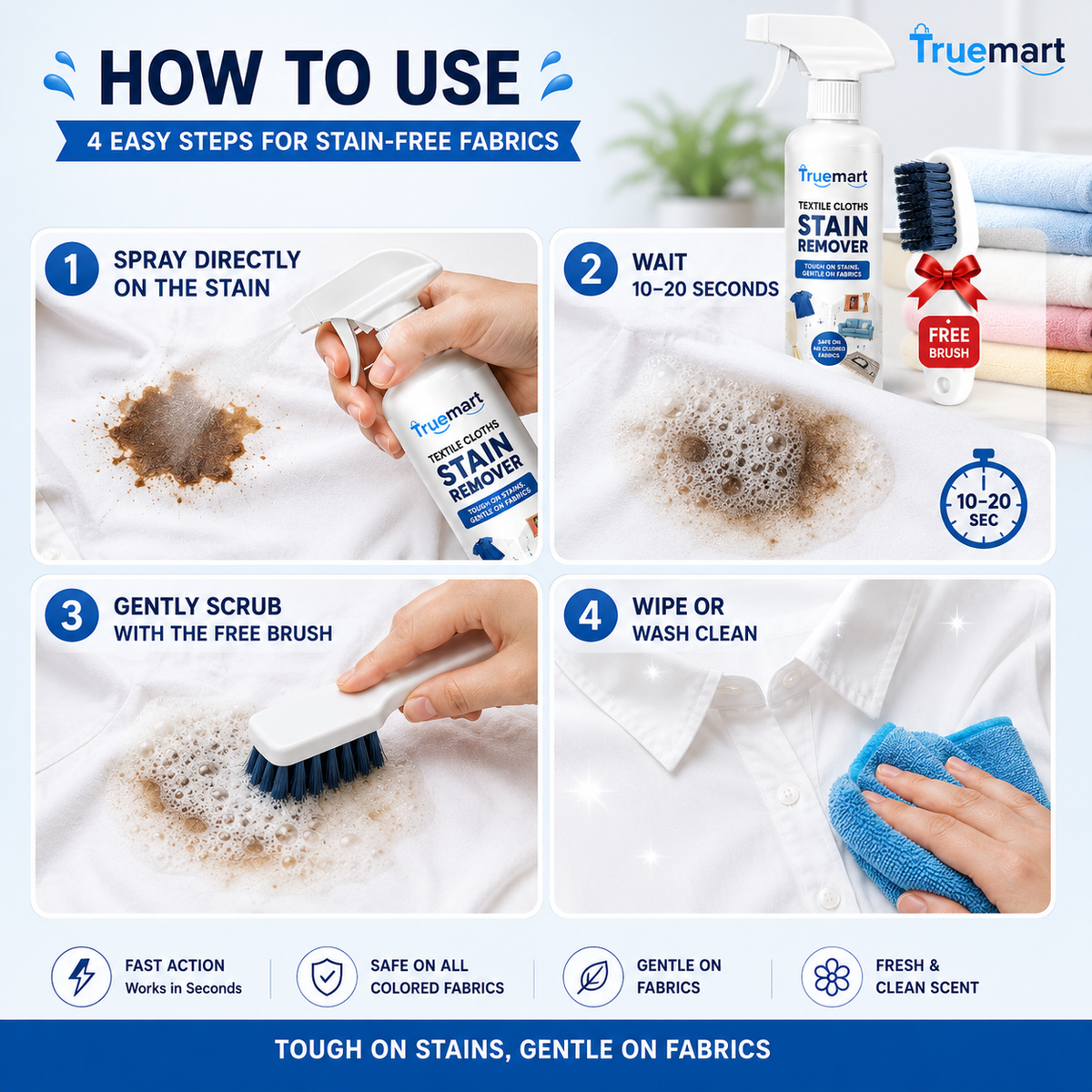 Powerful All Textile Cleaner For All Color Fabric Stain Remover Spray (BUY 1 GET 1 FREE)