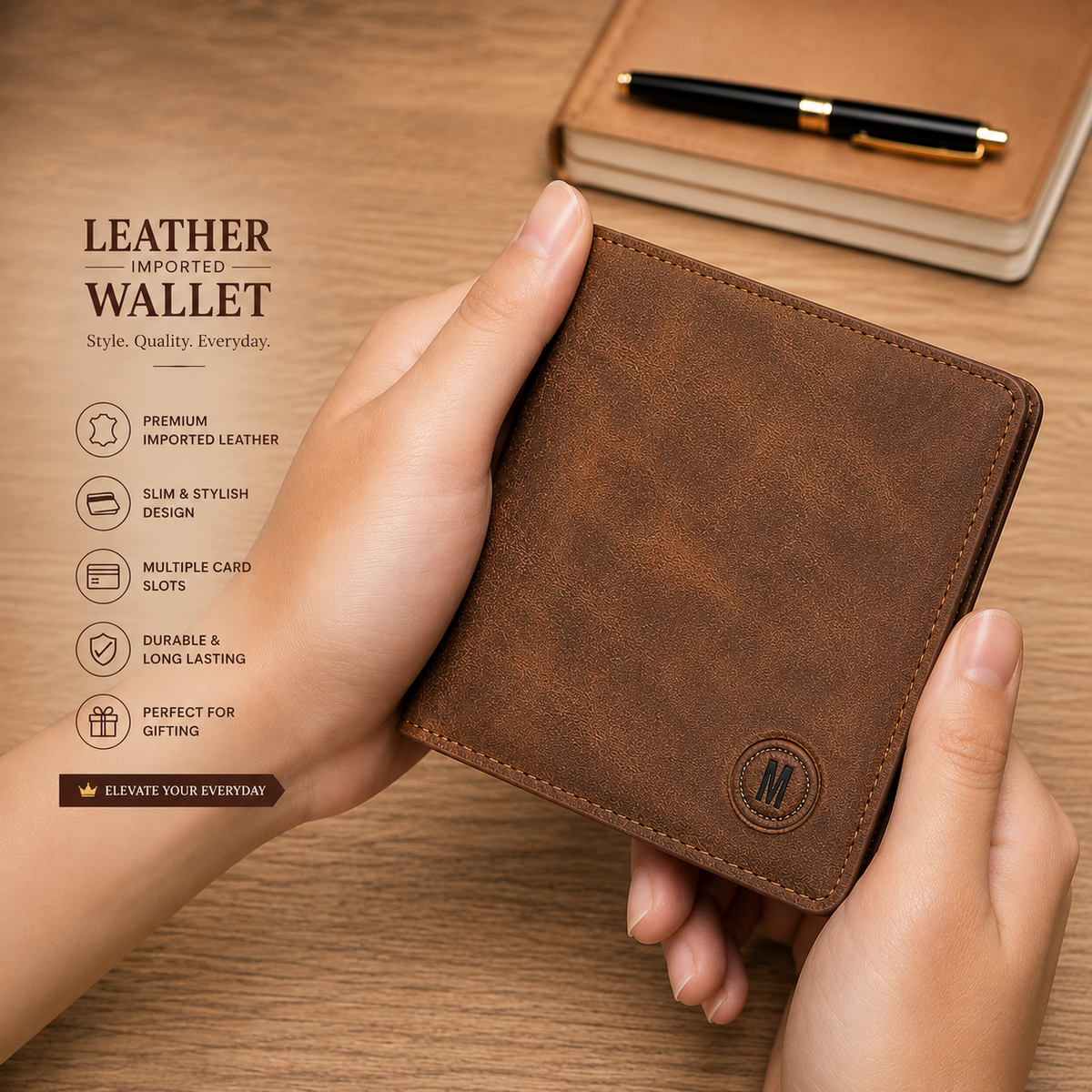 RFID Safe Short Leather Imported Wallet