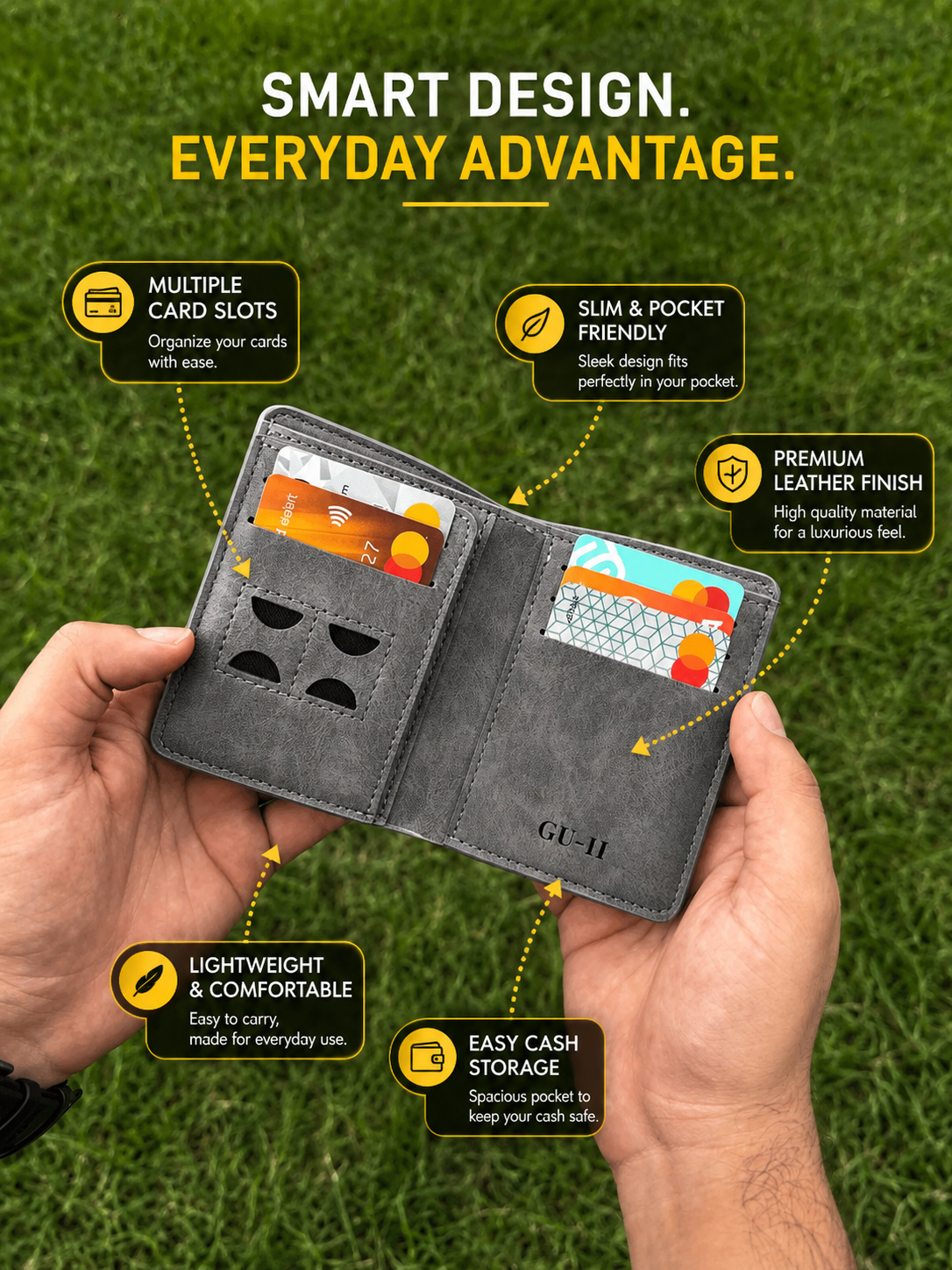 RFID Safe Short Leather Imported Wallet