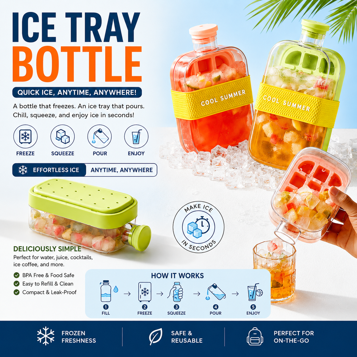 Instant Ice Tray Bottle 800ml