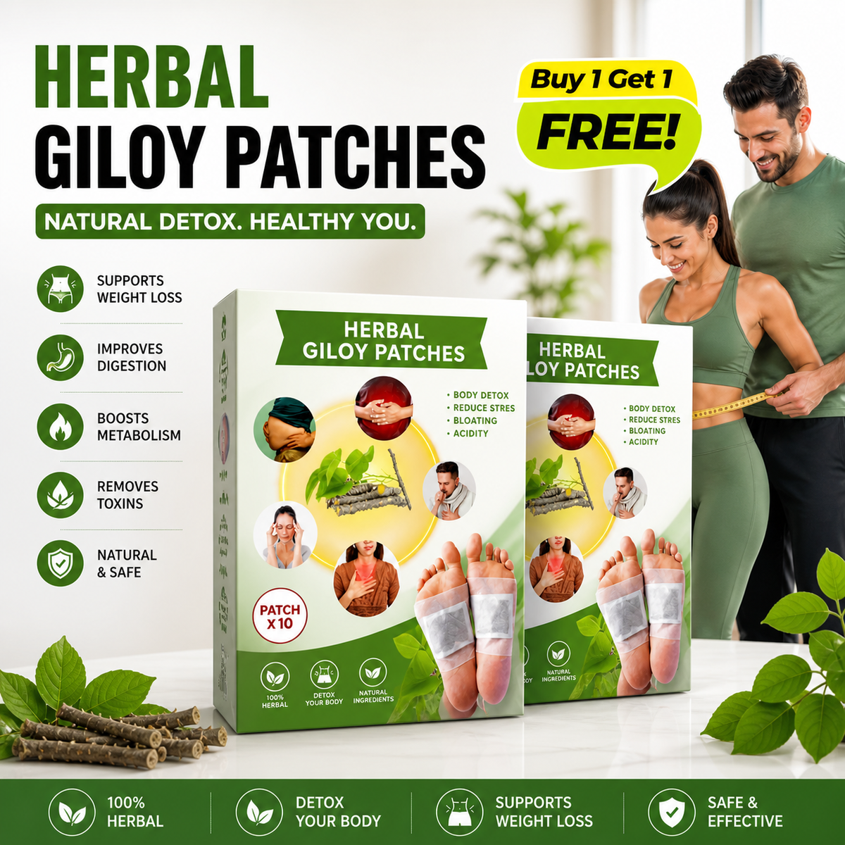 Detox Foot Patches Herbal  🌿✨ (Buy 1 Get 1 Free🔥)