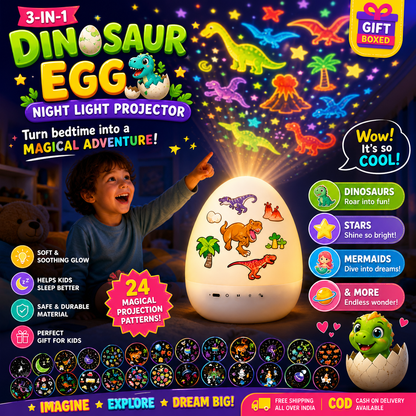 Kids Dinosaur Egg Shape Light Projector with Bluetooth Speaker