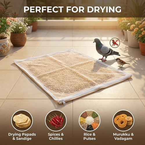 Zipper Cotton Food Drying Cloth with Protective Mesh Net