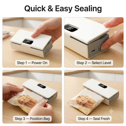 InstantSeal - 2 in 1 bag sealer & cutter | rechargeable |LED Display|