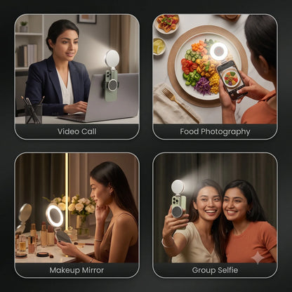 RotateEasy™ -Magnetic Selfie LED Light | Built-In Mirror | 3 Light Modes | 360° Rotation