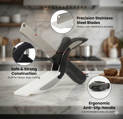 Clever Cutter - 2-in-1 Smart Scissors | Zero-Counter-Mess | Instant-Food Slicer