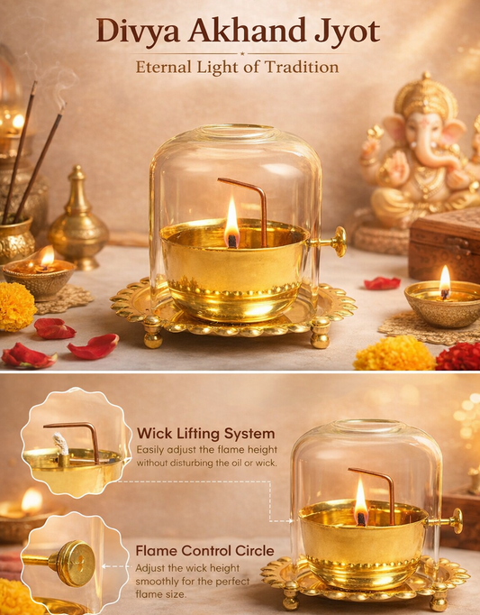Akhand 9-day Jyot Diya (Wick Lifting Lever)- Navratri🪔Sale