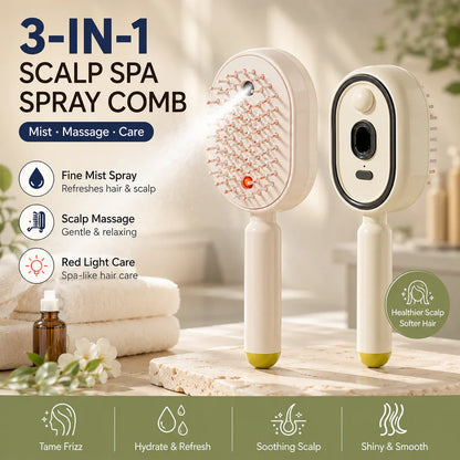 3 in 1 Hair Straightener Comb with Mist & Massage (Wireless)