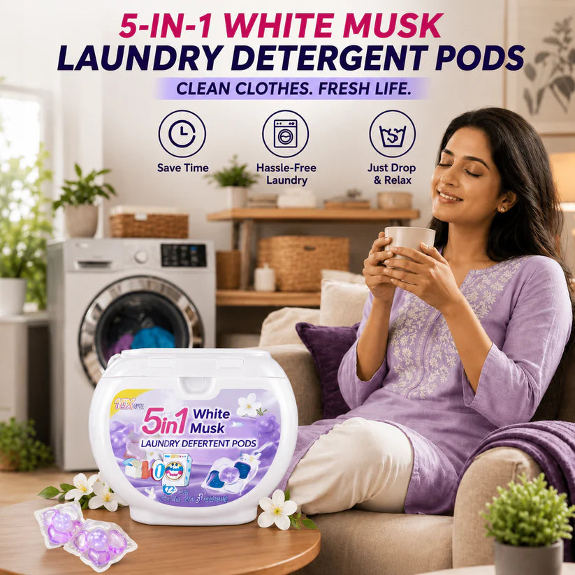 5-in-1 White Musk Laundry Detergent Pods (Buy 2 Get 1 Pack Free)