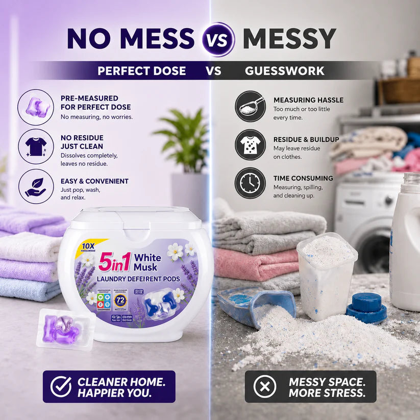 5-in-1 White Musk Laundry Detergent Pods (Buy 2 Get 1 Pack Free)