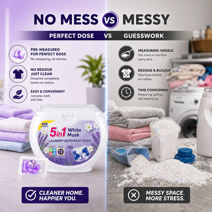 5-in-1 White Musk Laundry Detergent Pods (Buy 2 Get 1 Pack Free)