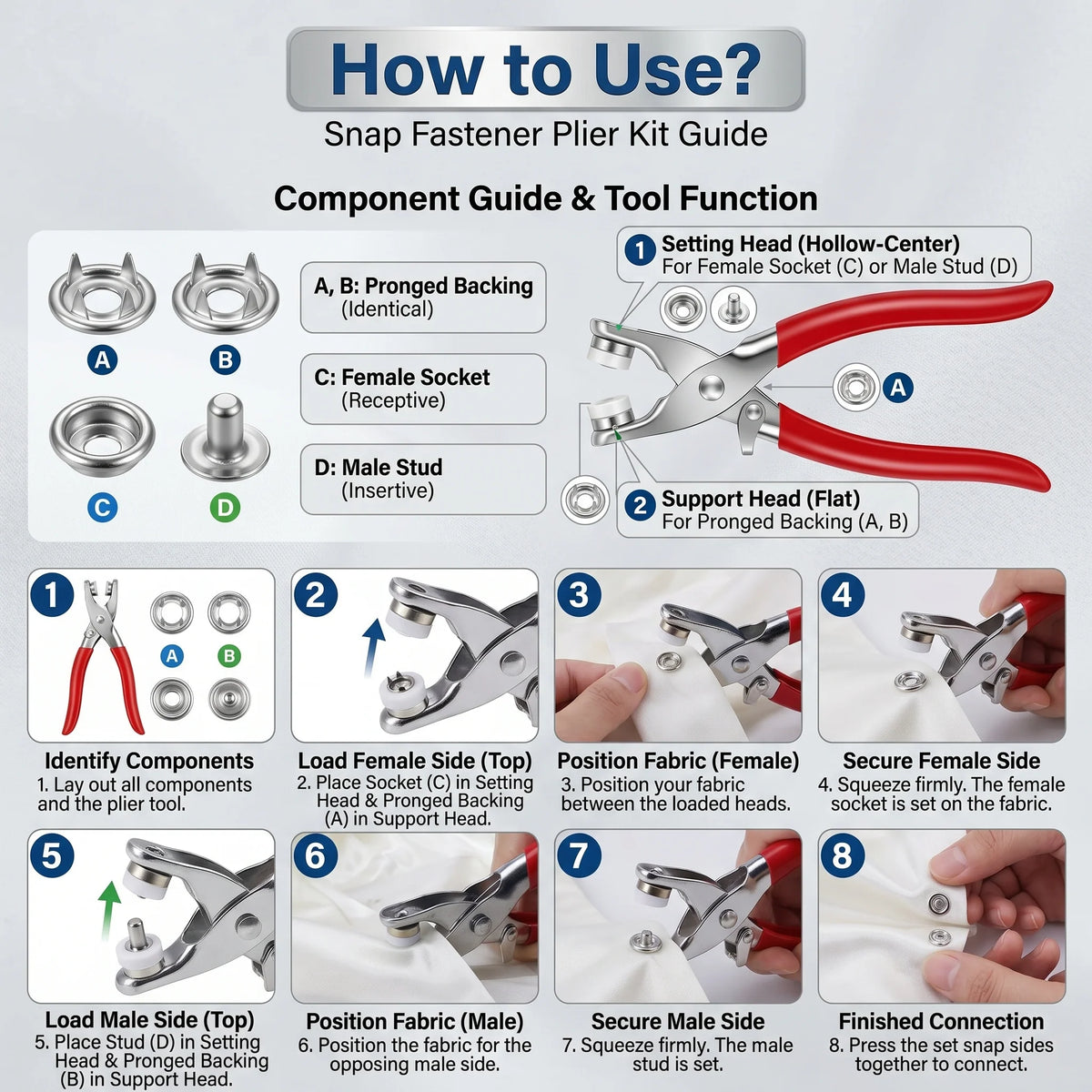 QuickSnap Button Plier Tool Kit | No-Sew Instant Press Buttons