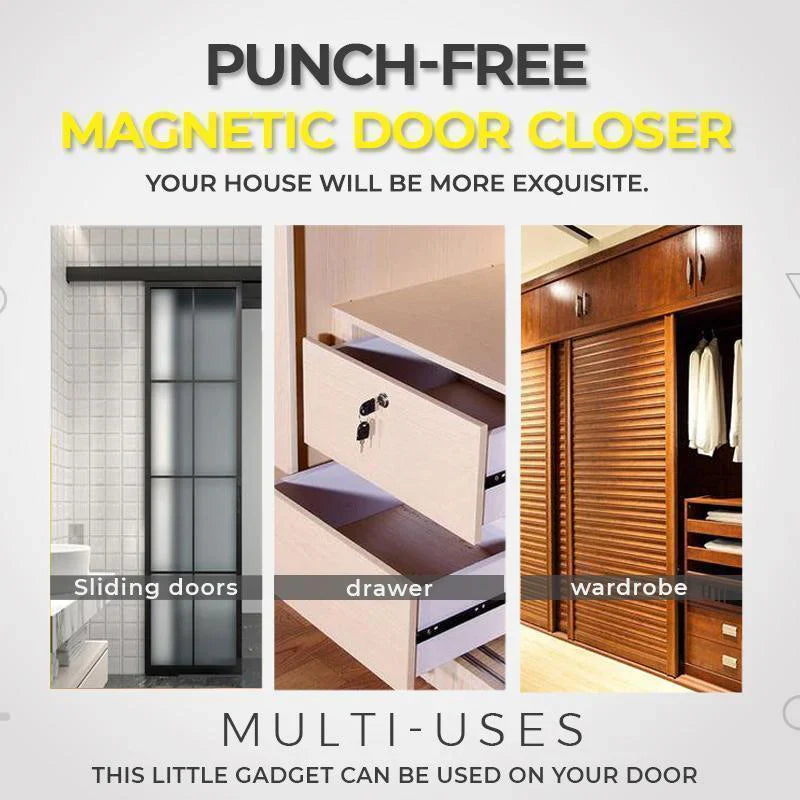 🚪 BUY 1 GET 9 FREE! 🔥 Non-Perforated Magnetic Door Closer - Easy Installation & Silent Closure, Ideal for Home and Office ✨