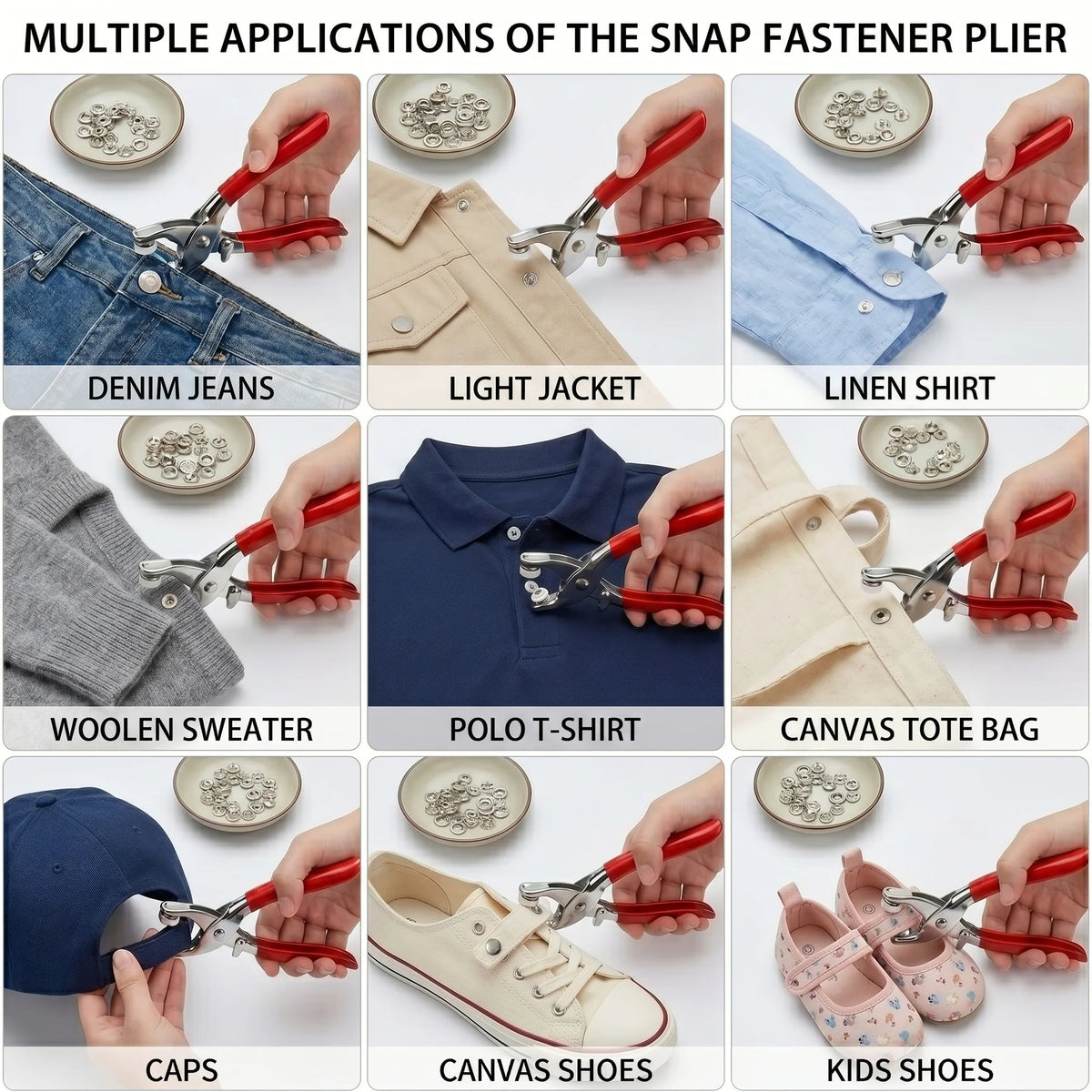 QuickSnap Button Plier Tool Kit | No-Sew Instant Press Buttons